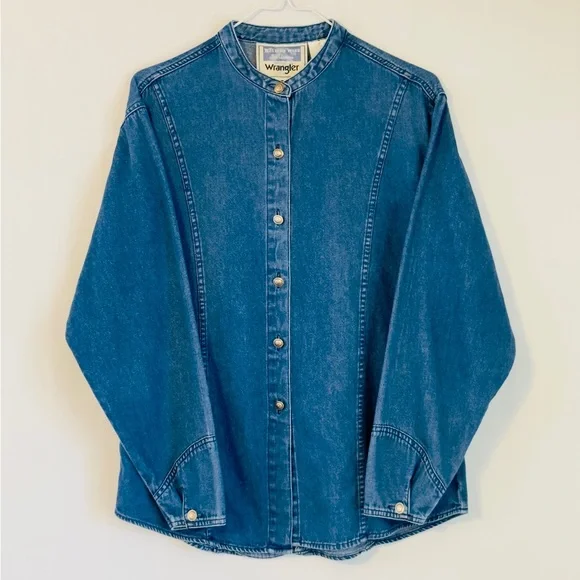 Vintage Wrangler 90’s Denim Western Shirt Blue Medium Women’s - Picture 1 of 4